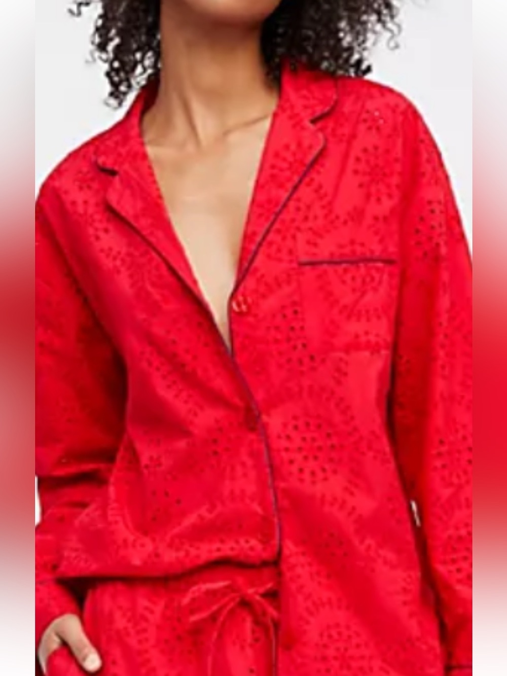 Free People womans Red Eyelet Button-Down Shirt size XS
